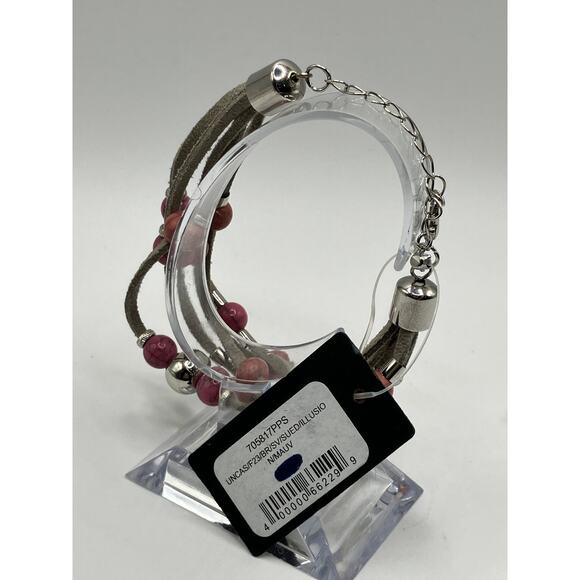 NWT! Mia & Tess Beaded Suede Illusion Mauve 9.5" Bracelet! - Picture 3 of 16